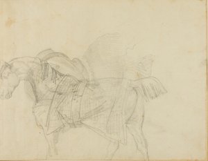 Paard met deken door Jean Louis André Théodore Géricault