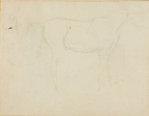 Schets van een paard naar rechts en een karikatuur in profiel door Jean Louis André Théodore Géricault