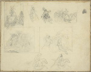 Schetsen voor militaire composities door Jean Louis André Théodore Géricault