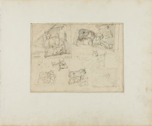 Schetsen van geiten door Jean Louis André Théodore Géricault