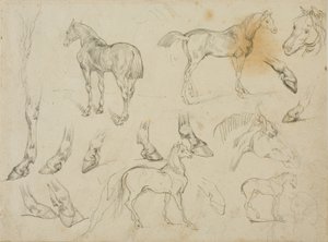 Schetsen van een paard door Jean Louis André Théodore Géricault