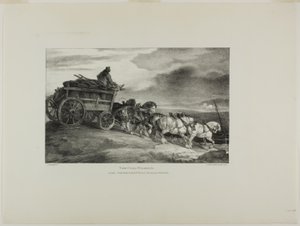 De kolenwagen, plaat 7 uit Diverse onderwerpen Naar het leven en op steen getekend (De Engelse suite) door Jean Louis André Théodore Géricault