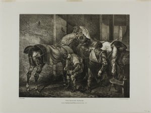 De Engelse hoefsmid, plaat 10 uit Diverse onderwerpen Getekend uit het leven en op steen (De Engelse suite) door Jean Louis André Théodore Géricault
