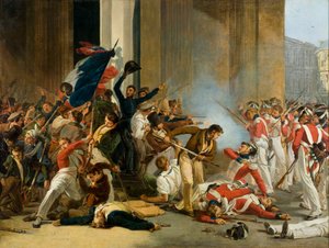 Het innemen van het Louvre, 29 juli 1830. Bloedbad van de Zwitserse Garde