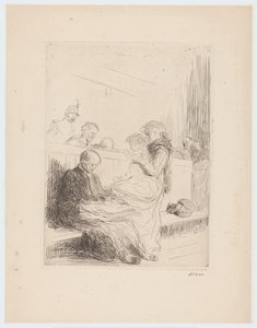 Advocaat met klanten voor de rechtbank door Jean Louis Forain (signed by artist)