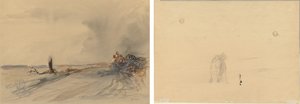 Verwoest land (recto); Figuren in een landschap (verso) door Jean Louis Forain
