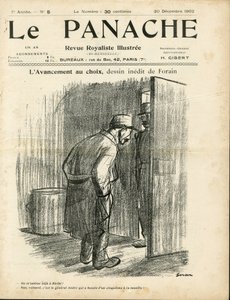 Illustratie door Jean-Louis Forain voor de omslag van Le Panache, royalistisch geïllustreerd tijdschrift door Jean Louis Forain