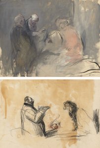 In het Ziekenhuis (recto) Schets voor In het Ziekenhuis (verso) door Jean Louis Forain