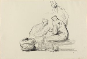 Poilu en Duitse gevangenen, ca. 1914-1919 door Jean Louis Forain