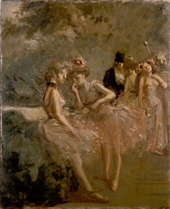 Scène in de coulissen van een theater door Jean Louis Forain