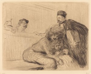 De advocaat die met de gevangene praat (eerste plaat) door Jean Louis Forain