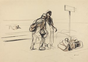 Twee Franse Soldaten bij een Mededelingenbord