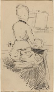 Jonge Vrouw Zittend aan een Piano [recto], ca. 1890 door Jean Louis Forain