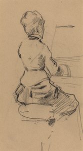 Jonge Vrouw Zittend aan een Piano [verso] door Jean Louis Forain