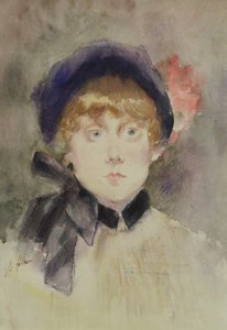 Jonge vrouw met een blauwe hoed, 1883