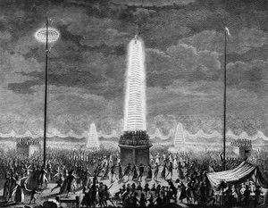 Franse Revolutie: Feesten en verlichting op de Champs Elysees in Parijs op 18 juli door Jean Louis II (after) Prieur