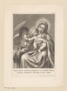 Maria met kind en vrouwelijke heilige met reliekhouder door Jean Louis Roullet