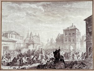 Franse Revolutie: Massacre des patriotes à Montauban. door Jean Louis the Younger Prieur