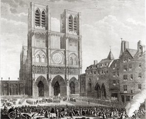 Thomas de Mahy (1744-90) Markies van Favras maakt eervolle amends voor Notre-Dame, gegraveerd door Pierre Gabriel Berthault (1737-1831) 1790