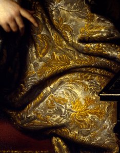 Portret van Jean Baptiste Colbert, heer Marquis de Seignelay, minister van marine, zoon van Colbert (detail van draperieën) door Jean Marc Nattier