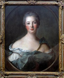 Portret van Jeanne Antoinette Poisson, Markiezin van Pompadour door Jean Marc Nattier