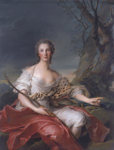 Portret van Madame Bouret als Diana door Jean Marc Nattier