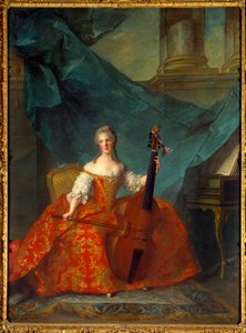 Portret van Madame Henriette de France (1727-1752) dochter van Lodewijk XV, spelend op de viola da gamba door Jean Marc Nattier