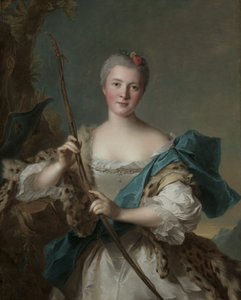 Portret van een vrouw als Diana, 1752