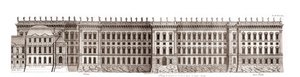 Het Louvre in Parijs, project van Gian Lorenzo Bernini: elevatie van de hoofdgevel aan de Seine - Uit 