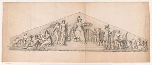 Timpaan met tronende Minerva door Jean Matthieu Kierdorff