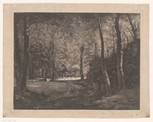 Herderin in het bos van Rochecardon door Jean Michel Grobon