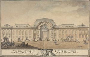 Zicht op het Hôtel des Fermes Générales du Tabac