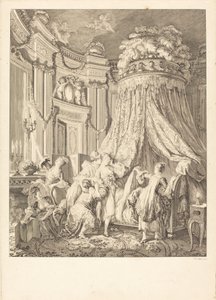 Het naar bed brengen van de bruid door Jean Michel Moreau after Pierre Antoine Baudouin
