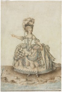 Kostuumstudie voor Operazanger door Jean Michel the Younger Moreau