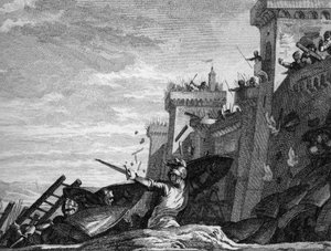 Belegering van Avignon, 737: het leger van Karel Martel neemt de stad over van de Saracenen. Gravure door Jean Michel Moreau, genaamd Moreau le Jeune (1741-1814) door Jean Michel the Younger Moreau