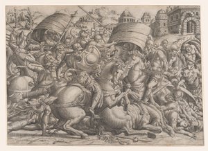 Slag voor Troje, 1535-55 door Jean Mignon