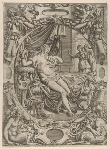 Cleopatra gebeten door een adder, 1535-55 door Jean Mignon