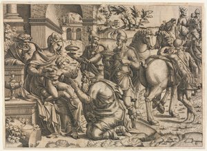 De Aanbidding der Wijzen, ca. 1545 door Jean Mignon