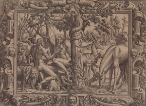De verleiding van Eva, 1535-55 door Jean Mignon