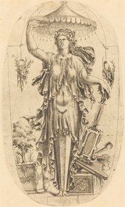 Vrouw met Muziekinstrument door Jean Mignon