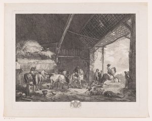 Figuren en paarden in de stal van het postkantoor