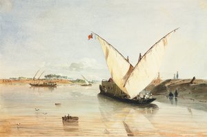 Nijlboot door Jean Nicolas Henri de Chacaton
