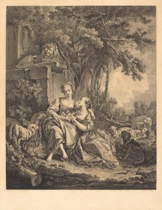 De twee vertrouwelingen door Jean Ouvrier after François Boucher