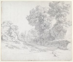 Eiken langs de Via Appia bij Albano door Jean Paul Flandrin