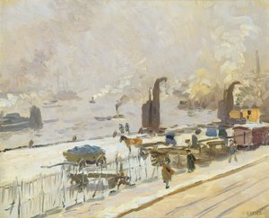 Haven van Hamburg in de Winter, 1909 door Jean Paul Kayser
