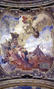 Plafond van het stadhuis van Toulouse: Allegorie van de dood van Simon de Montfort door Jean Paul Laurens