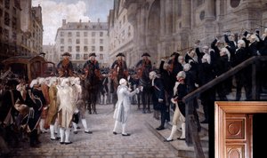 Lodewijk XVI ontvangen door de nieuwe burgemeester van Parijs, 17 juli 1789, 19de begin 20ste eeuw