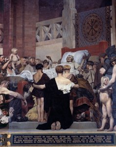 De dood van Sint Genevieve, beschermheilige van de stad Parijs door Jean Paul Laurens