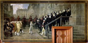 De ontvangst van Lodewijk XVI in het Hôtel de Ville door de Parijse gemeente in 1789