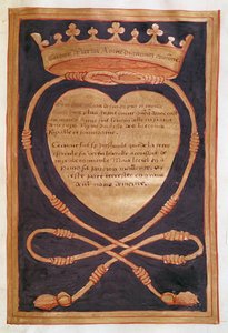 Fol. 61r Het Gekroonde Hart van Moed, uit het Verslag van de Begrafenis van Anne van Bretagne, 1515